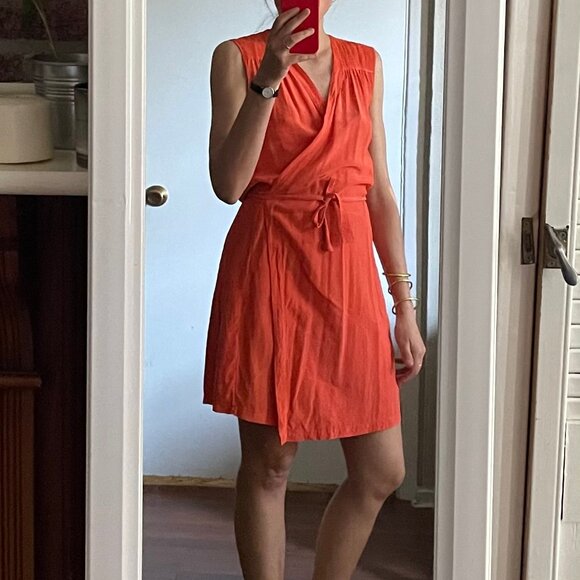 Coral Wrap Dress - Picture 2 of 6